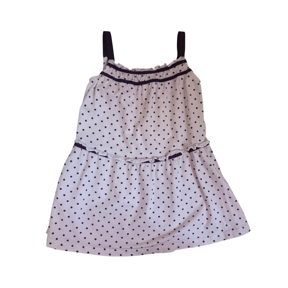 Janie and Jack Polka Dot Ruffle Dress Navy Blue White 18-24 Months